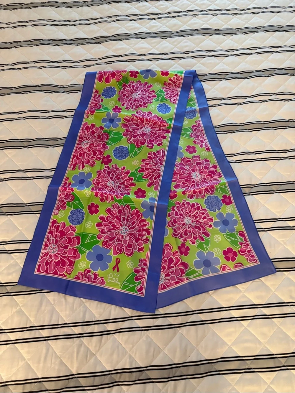 Vintage Lilly Pulitzer Floral Silk Scarf 2005 Ford Breast Cancer Awareness EUC